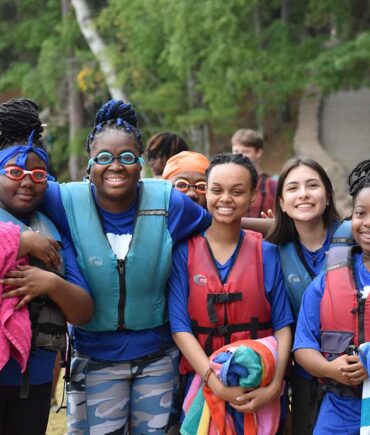 campers smiling for picture showing leadership