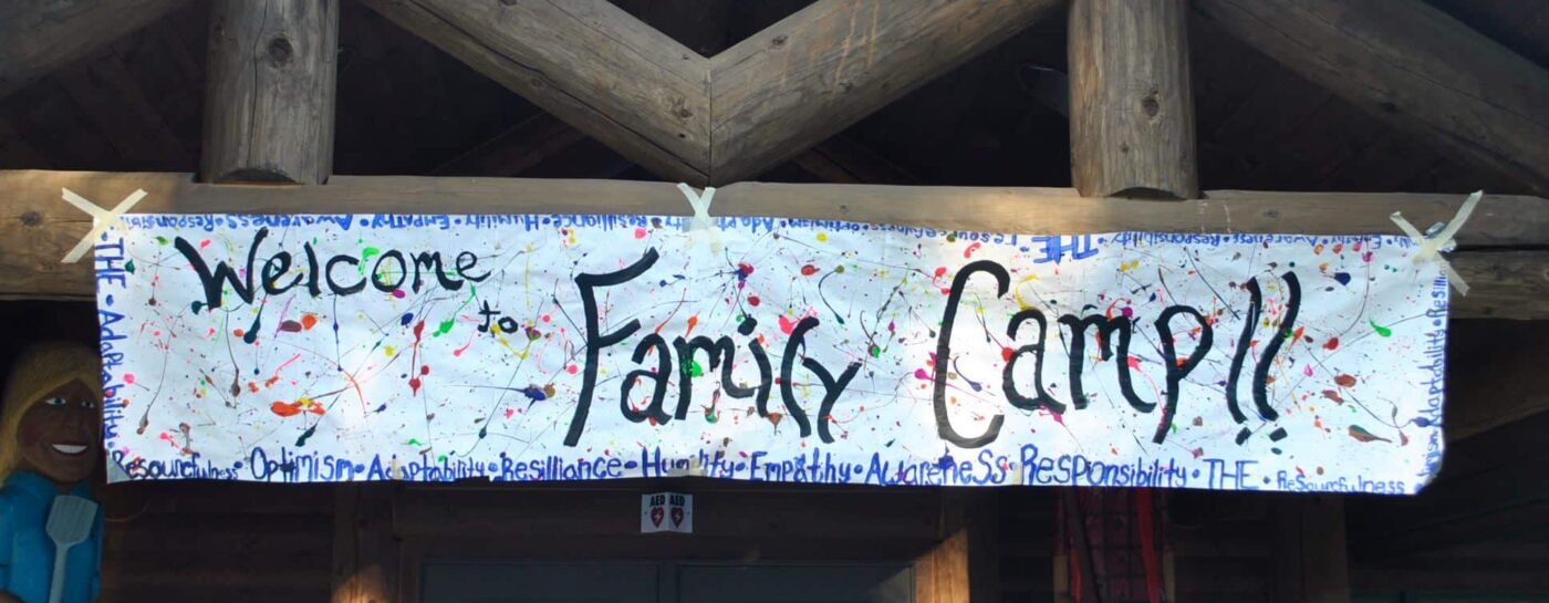 Family Camp welcome sign