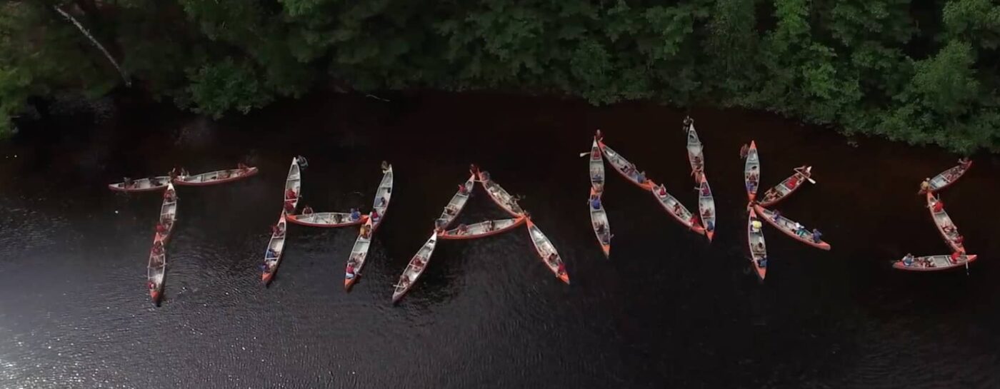 Thank you written in canoes